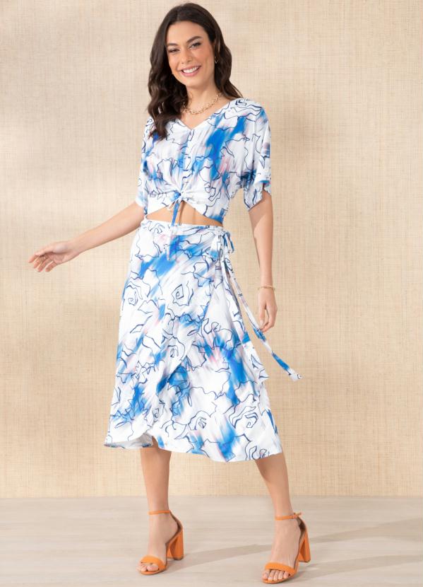 Outlet - Blusa Floral DegradêCom Amarração na Barra 9