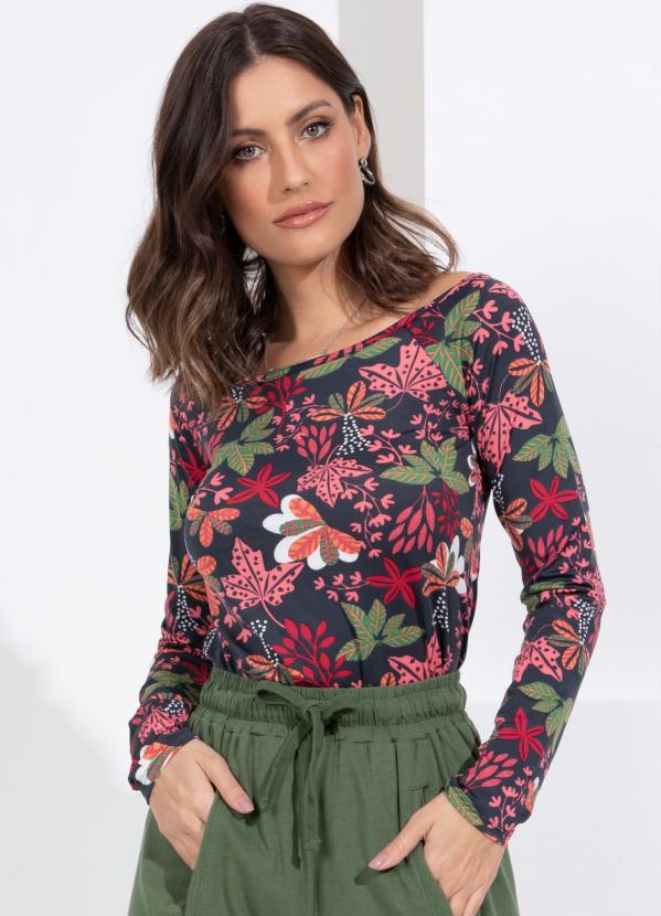 Blusa Floral Folk Com Mangas Longas Quintess