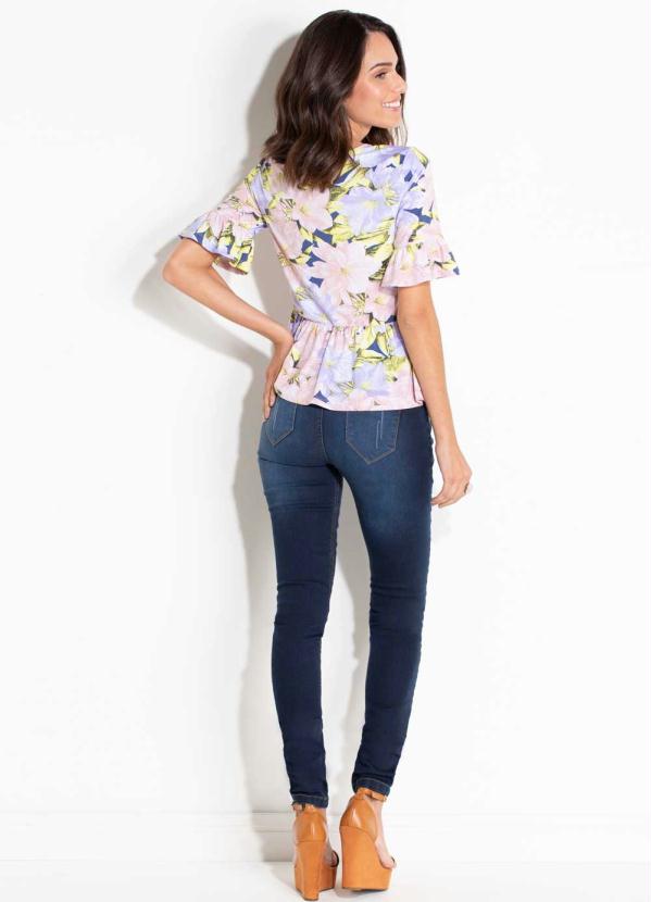 Quintess - Blusa Floral Lilás Quintess com Franzido 4