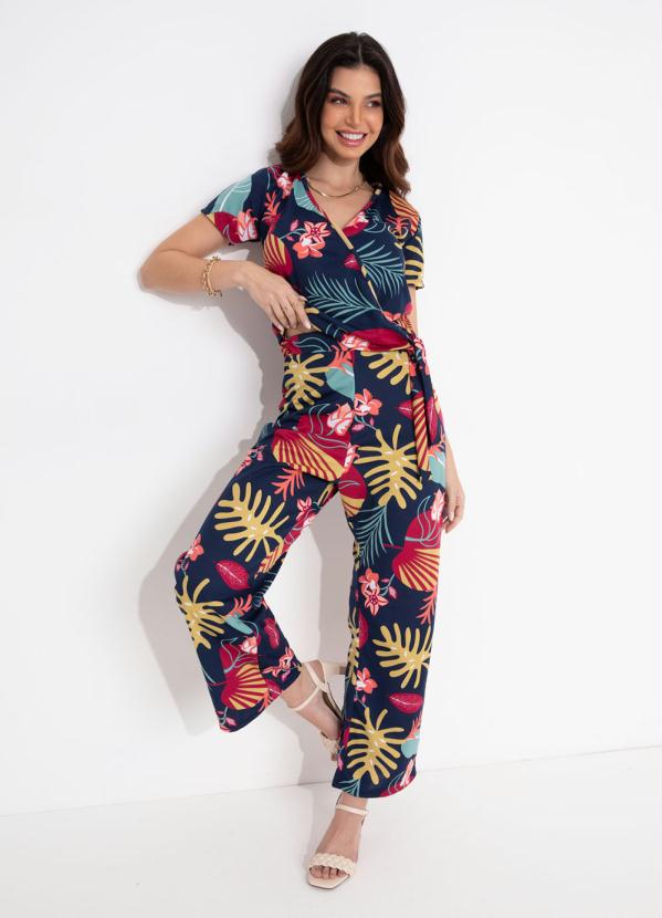 Queima Estoque - Blusa Floral Marinho Transpassada 3