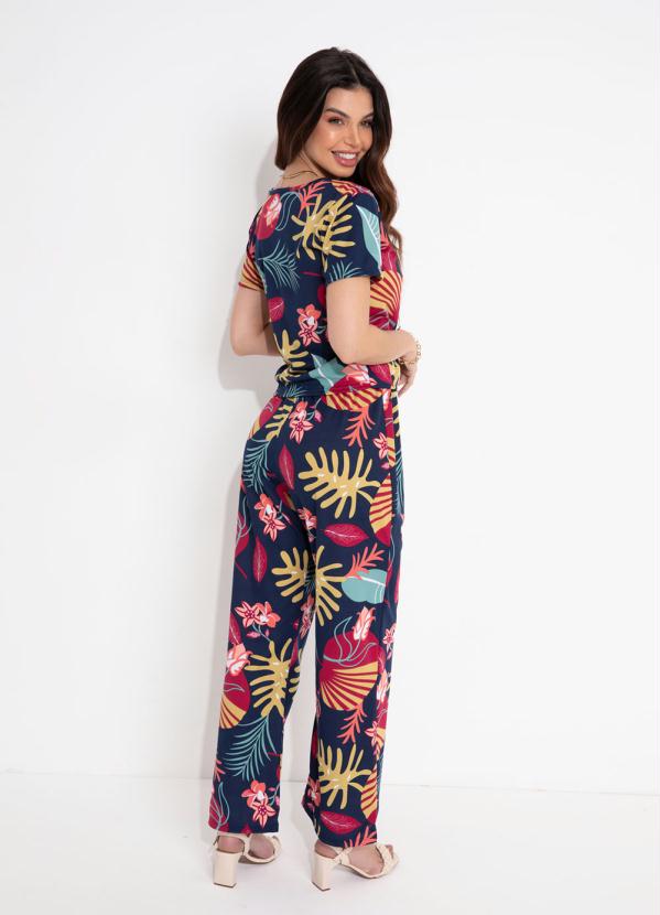 Queima Estoque - Blusa Floral Marinho Transpassada 4