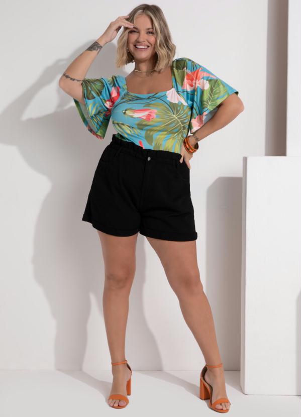 Quintess - Blusa Floral Trquesa com Mangas Amplas 8