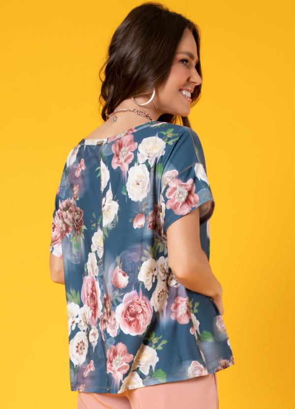 Quintess - Blusa Flores Soltinha com Decote V 2
