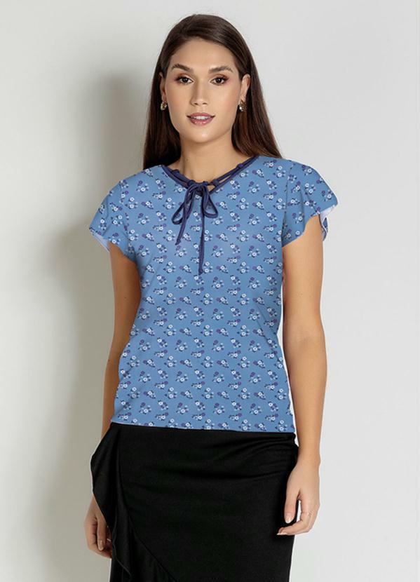 Rosalie blusa floral azul com amarra o moda evang lica