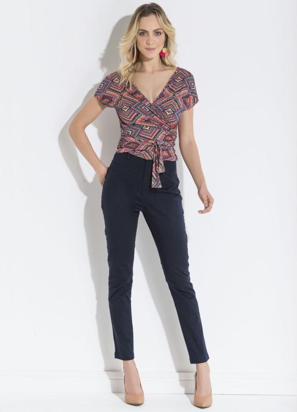 Quintess - Blusa Geométrica Quintess com Transpasse 5