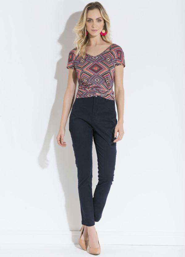 Quintess - Blusa Geométrica Quintess com Transpasse 8