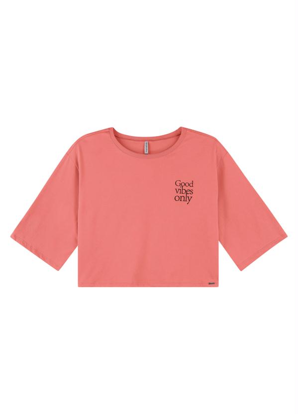 Marialícia - Blusa Good Vibes Only Coral