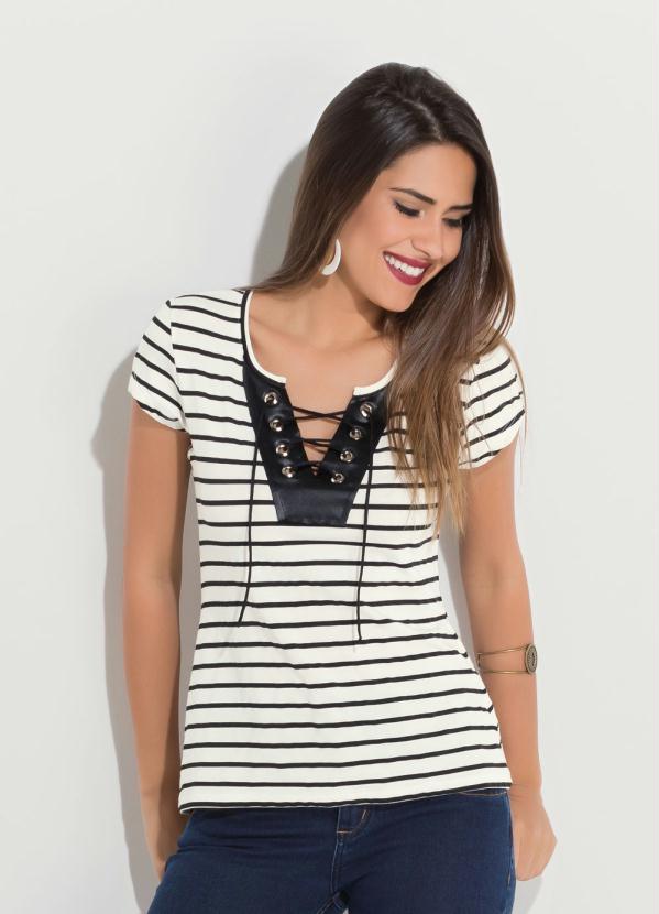 Quintess - Blusa Listrada com Amarração Quintess