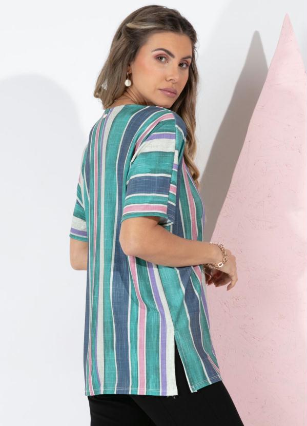 Quintess - Blusa Listrada Decote Canoa Alongada 2