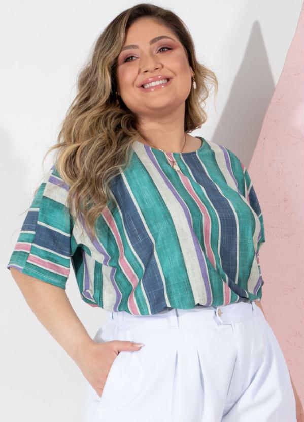 Quintess - Blusa Listrada Decote Canoa Alongada 6