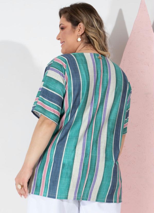 Quintess - Blusa Listrada Decote Canoa Alongada 7