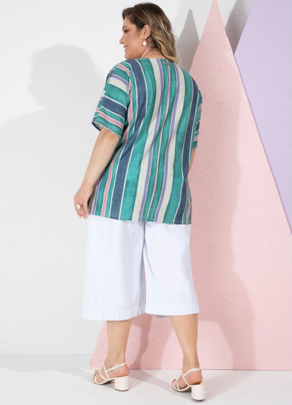 Quintess - Blusa Listrada Decote Canoa Alongada 9