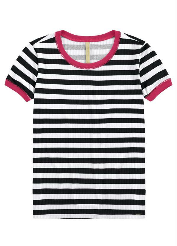 Lunender - Blusa Malha Canelado Sevilha Preto