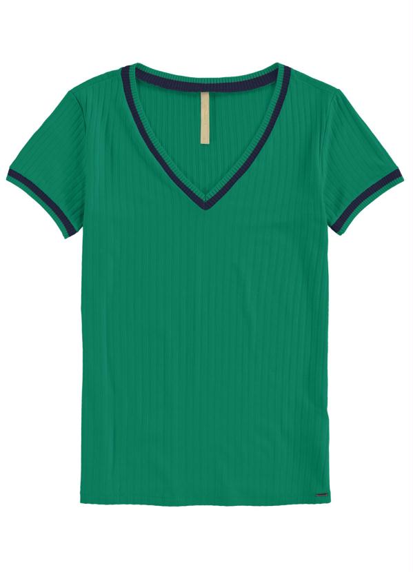 Lunender - Blusa Malha Canelado Traxy Verde