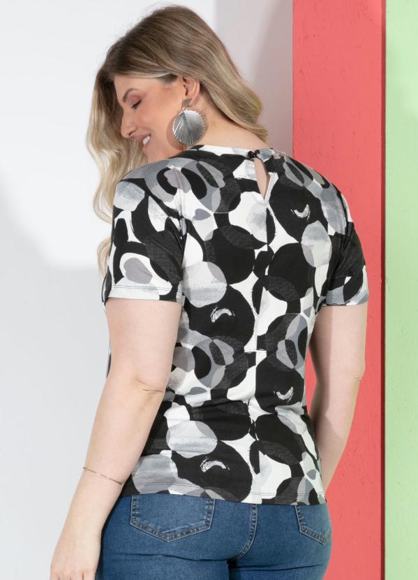 Quintess - Blusa Manchas Cinzas com Decote Vazado 7