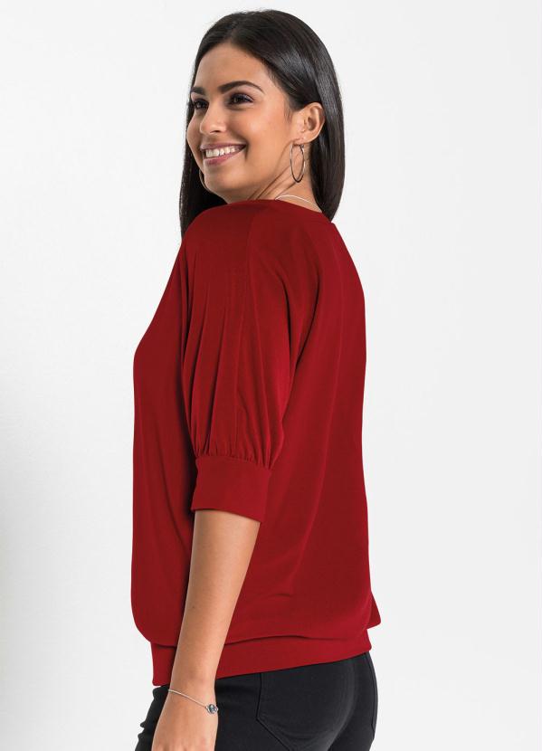 bonprix - Blusa Manga Bufante Bordô 4