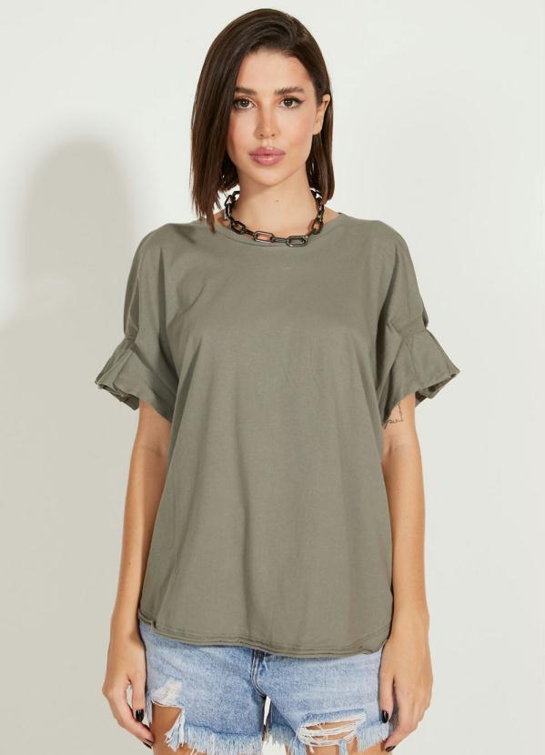 Open - Blusa Manga Curta Cinza