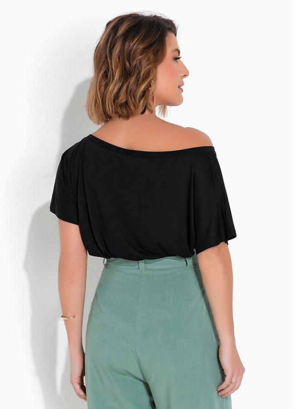 bonprix - Blusa Manga Curta com Bolsinho Preta 4