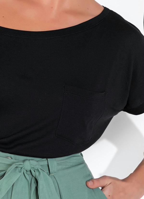 bonprix - Blusa Manga Curta com Bolsinho Preta 3