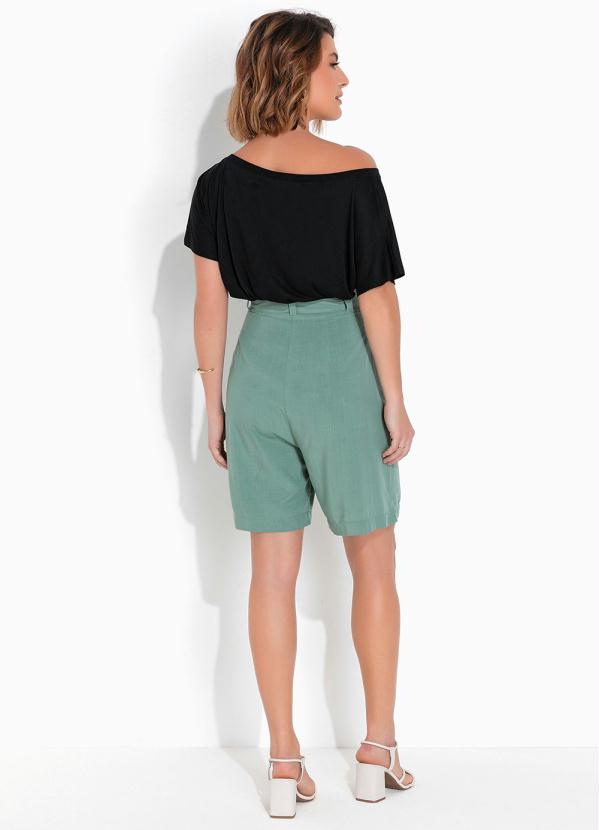 bonprix - Blusa Manga Curta com Bolsinho Preta 1