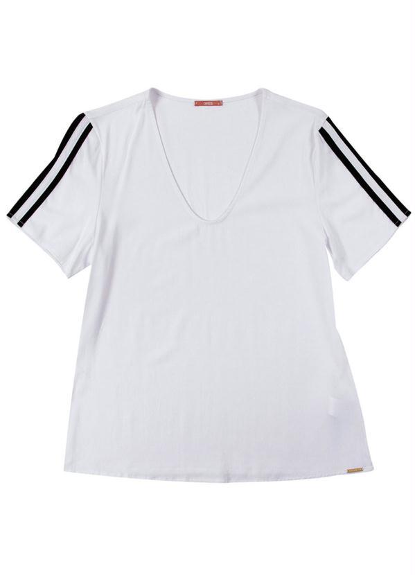 Gris - Blusa Manga Curta com Detalhe Branco