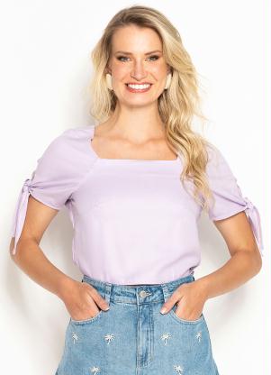 Hering - Blusa Manga Curta de Viscose Lilás - HERING