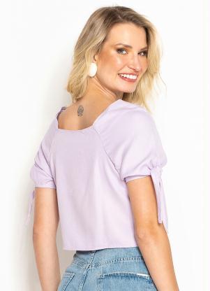 Hering - Blusa Manga Curta de Viscose Lilás - HERING