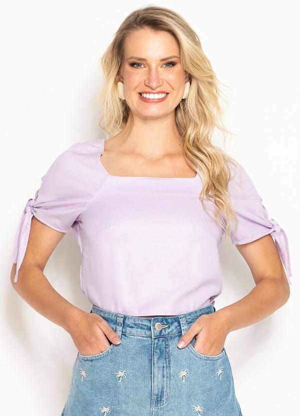 Hering - Blusa Manga Curta de Viscose Lilás