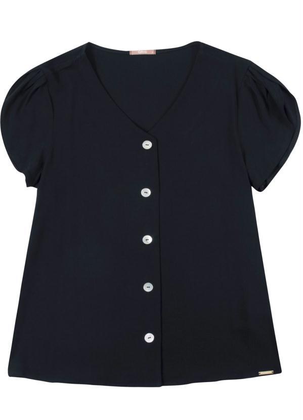 Gris - Blusa Manga Curta em Tecido Preto