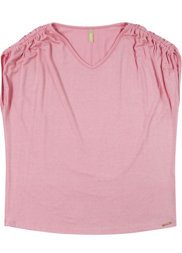 Cativa - Blusa Manga Curta em Viscolino Rosa
