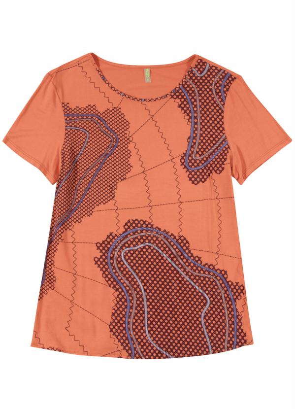 Blusa Manga Curta Feminina Laranja Cativa