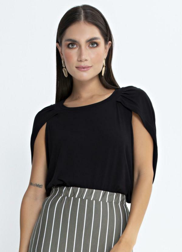 Preview - Blusa Manga Drapeada Preto