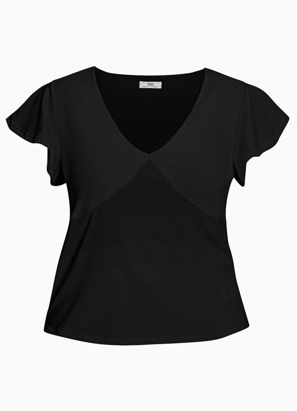 bonprix - Blusa Manga Fluída Decote V Preta 2