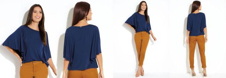 Blusa Marinho com Manga Morcego
