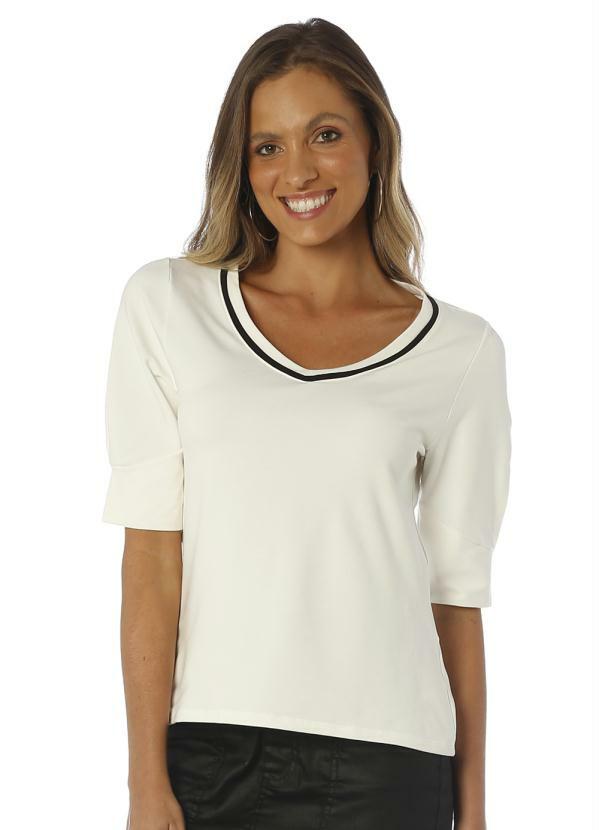 Doce Trama - Blusa Moletom com Elastano Off White