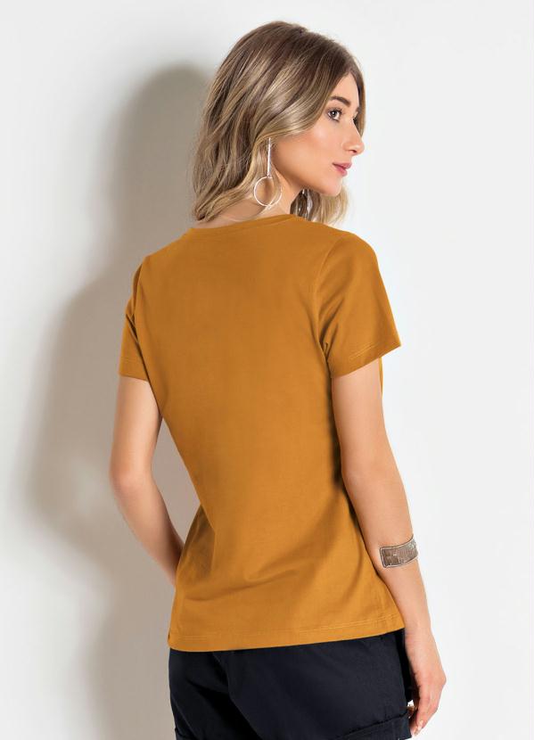 Outlet - Blusa Mostarda com Estampa Frontal 2