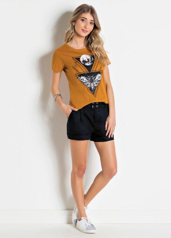 Outlet - Blusa Mostarda com Estampa Frontal 3