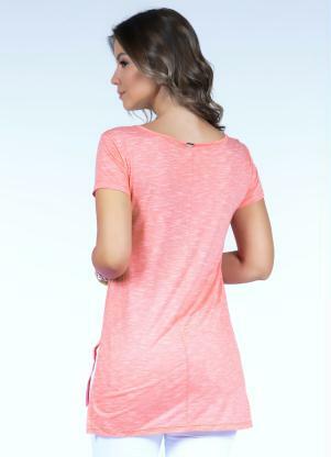 Quintess - Blusa Mullet Coral com Fendas - QUINTESS