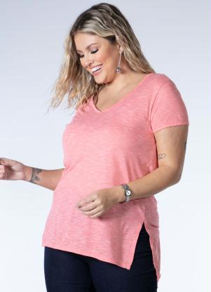 Quintess - Blusa Mullet Coral com Fendas - QUINTESS