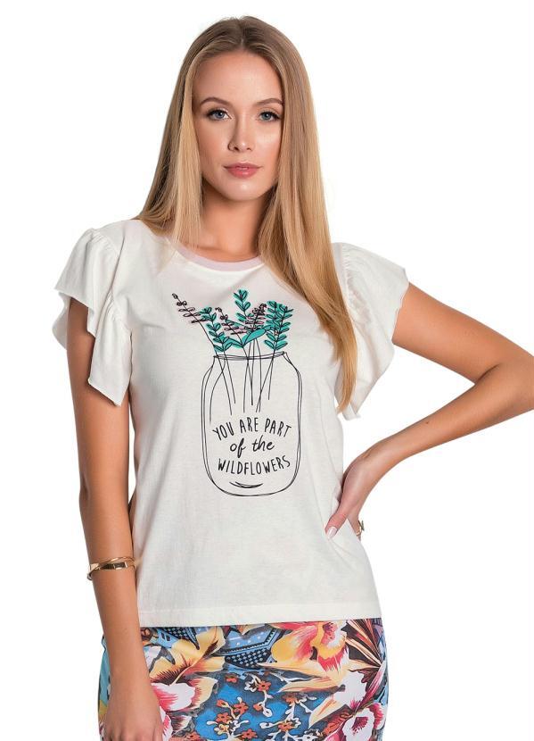 Rosalie - Blusa Off White com Estampa Moda Evangélica