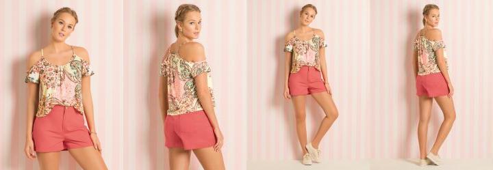 Blusa Ombros Vazados �tnico Floral