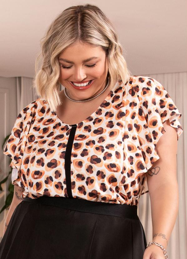 Quintess - Blusa Onça Aquarelada em Malha de Poliéster 5