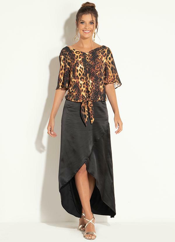 Quintess - Blusa Onça Marrom com Amarração na Barra 3