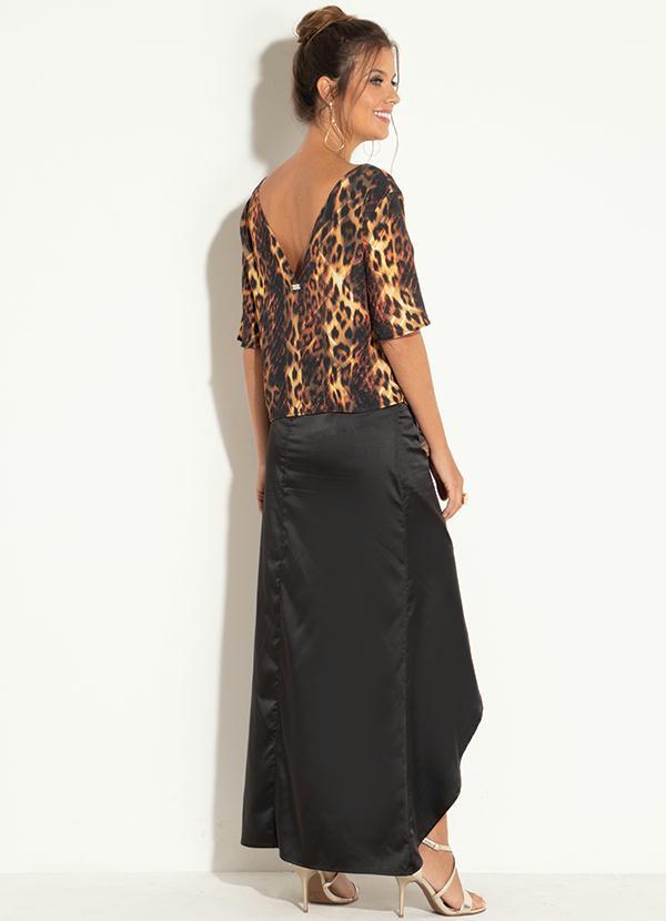 Quintess - Blusa Onça Marrom com Amarração na Barra 4