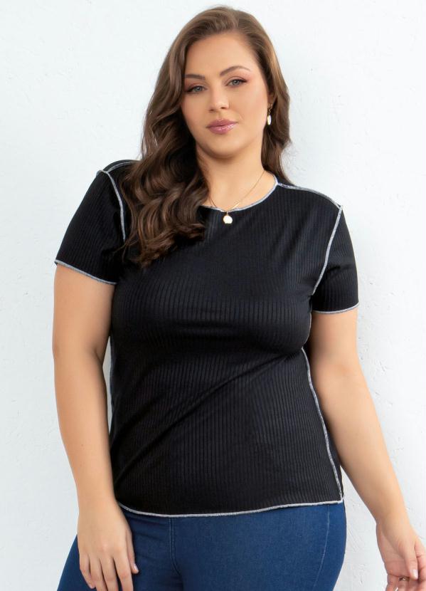 Quintess - Blusa Preta com Costuras Contrastantes 5