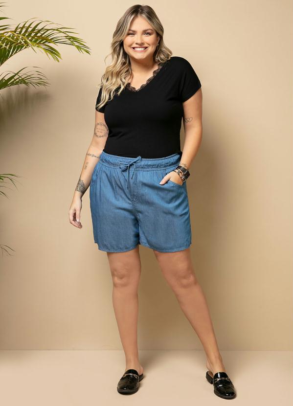 Quintess - Blusa Preta com Decote V Rendado 7