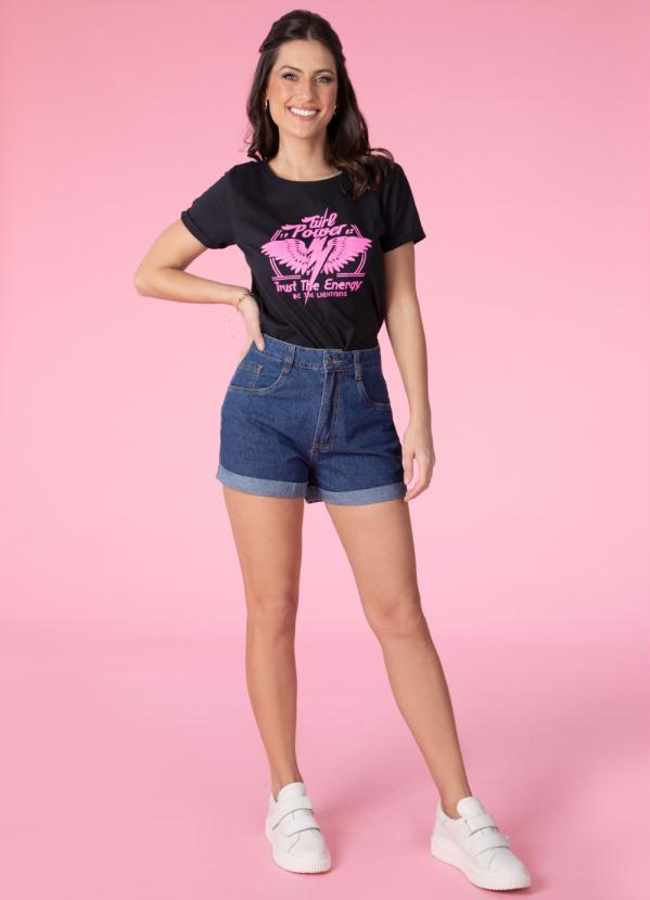 Quintess - Blusa Preta com Estampa Localizada 5