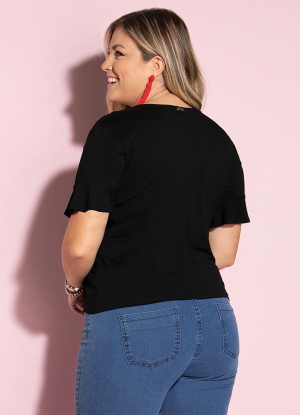 Quintess - Blusa Preta com Mangas Curtas 6
