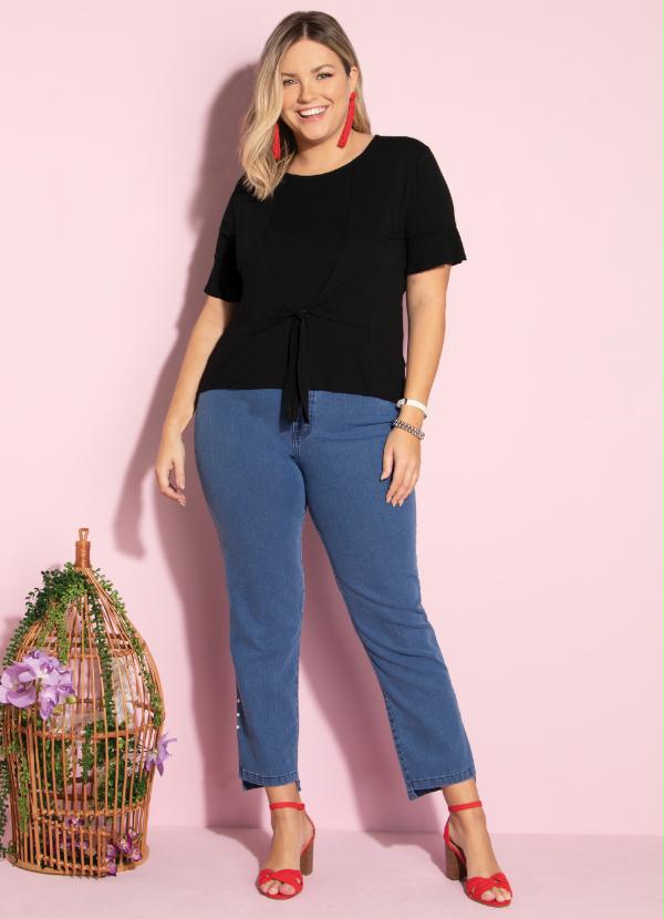 Quintess - Blusa Preta com Mangas Curtas 7