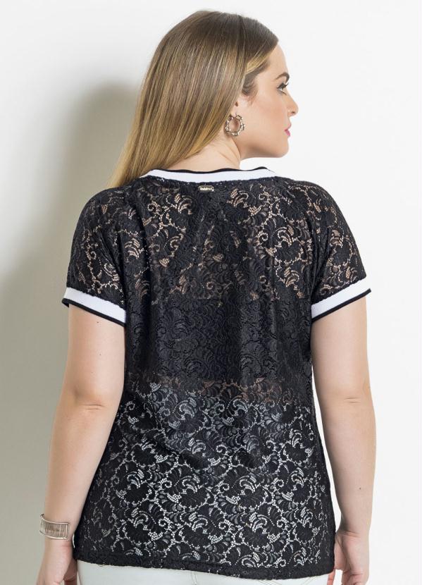 Quintess - Blusa Preta com Renda Plus Size Quintess 3